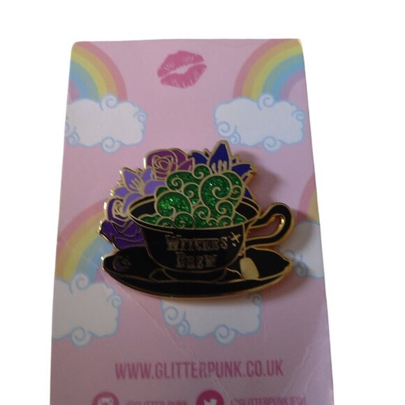 Glitter Punk Witches Brew Multicolored Pin Halloween Enamel NEW - Picture 2 of 4